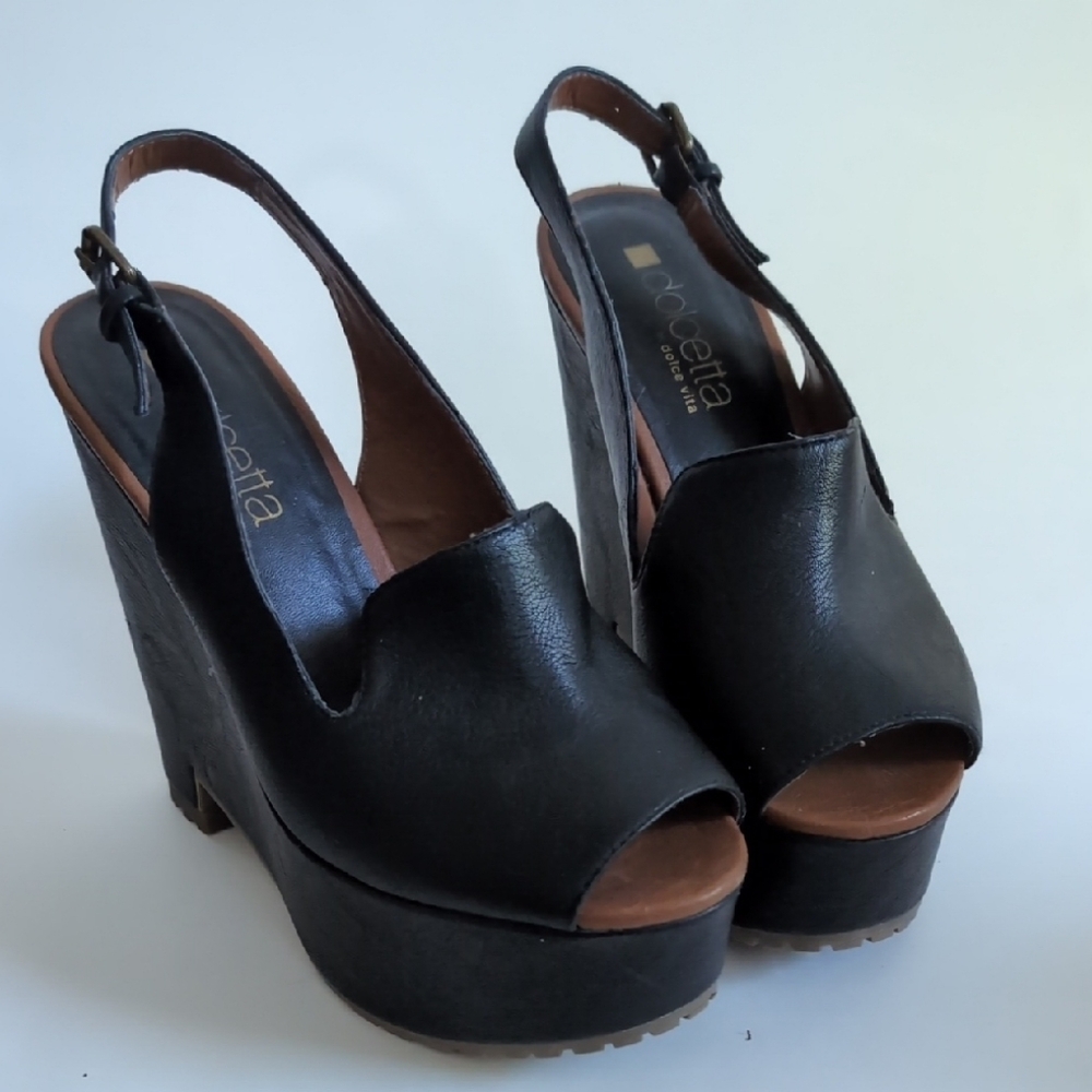 DV by Dolce Vita Black Platform Slingback Sandals